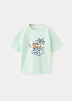 Cotton T-shirt with surf print — Aqua Green 2