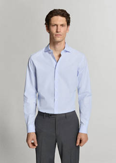 Slim fit 100% cotton striped formal shirt — Blue 1