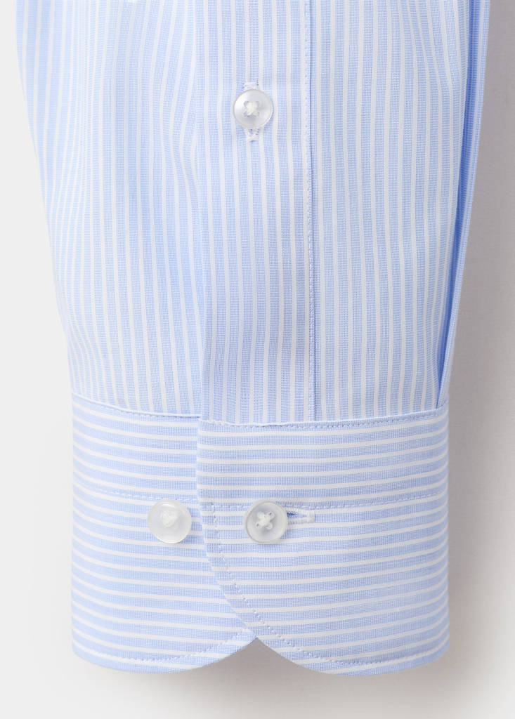 Slim fit 100% cotton striped formal shirt — Blue