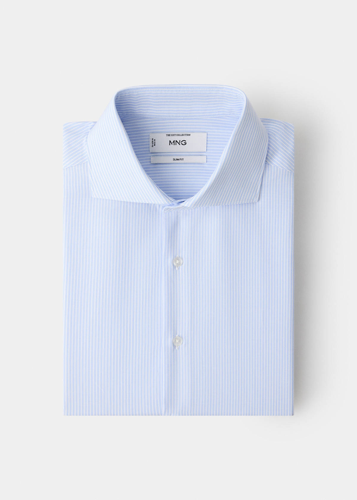 Slim fit 100% cotton striped formal shirt — Blue