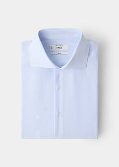 Slim fit 100% cotton striped formal shirt — Blue 9