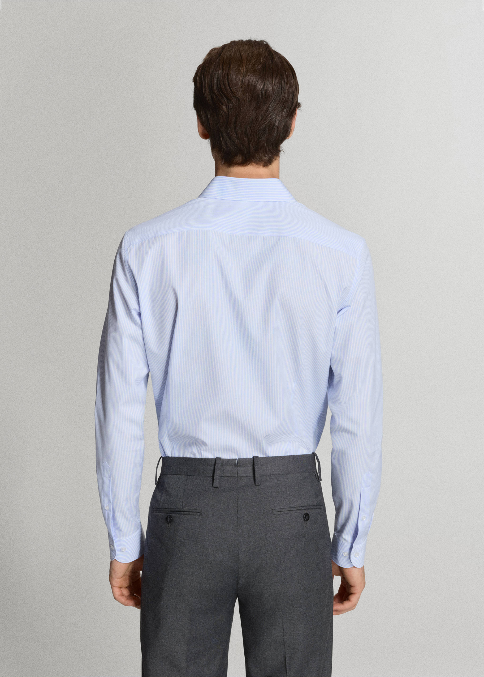 Camisa traje 100% algodón slim fit - Reverso del artículo, Azul. Ref: 37021403-01.