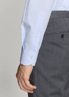 Slim fit 100% cotton striped formal shirt — Blue 15