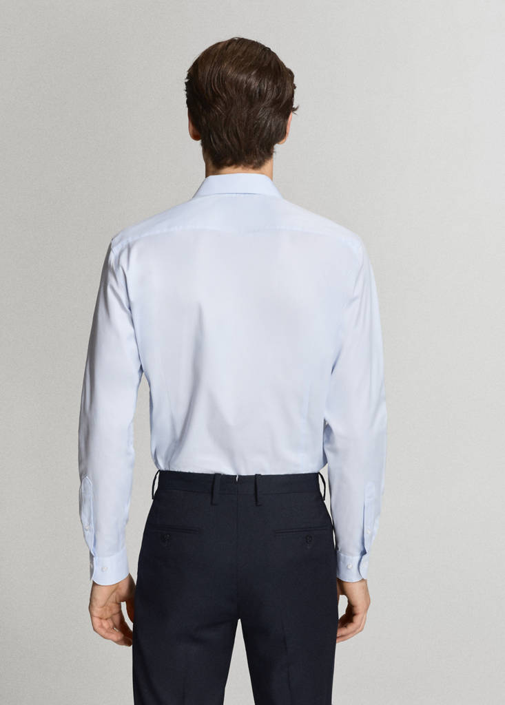 Slim fit 100% cotton check dress shirt — Sky Blue