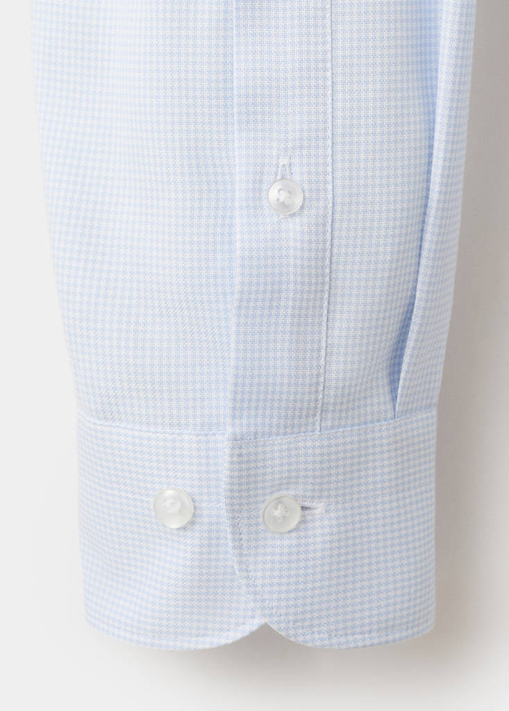 Slim fit 100% cotton check dress shirt — Sky Blue
