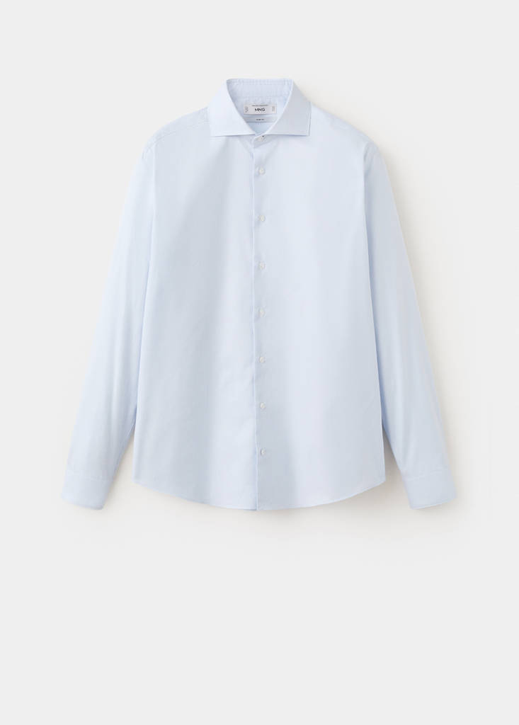 Slim fit 100% cotton check dress shirt — Sky Blue