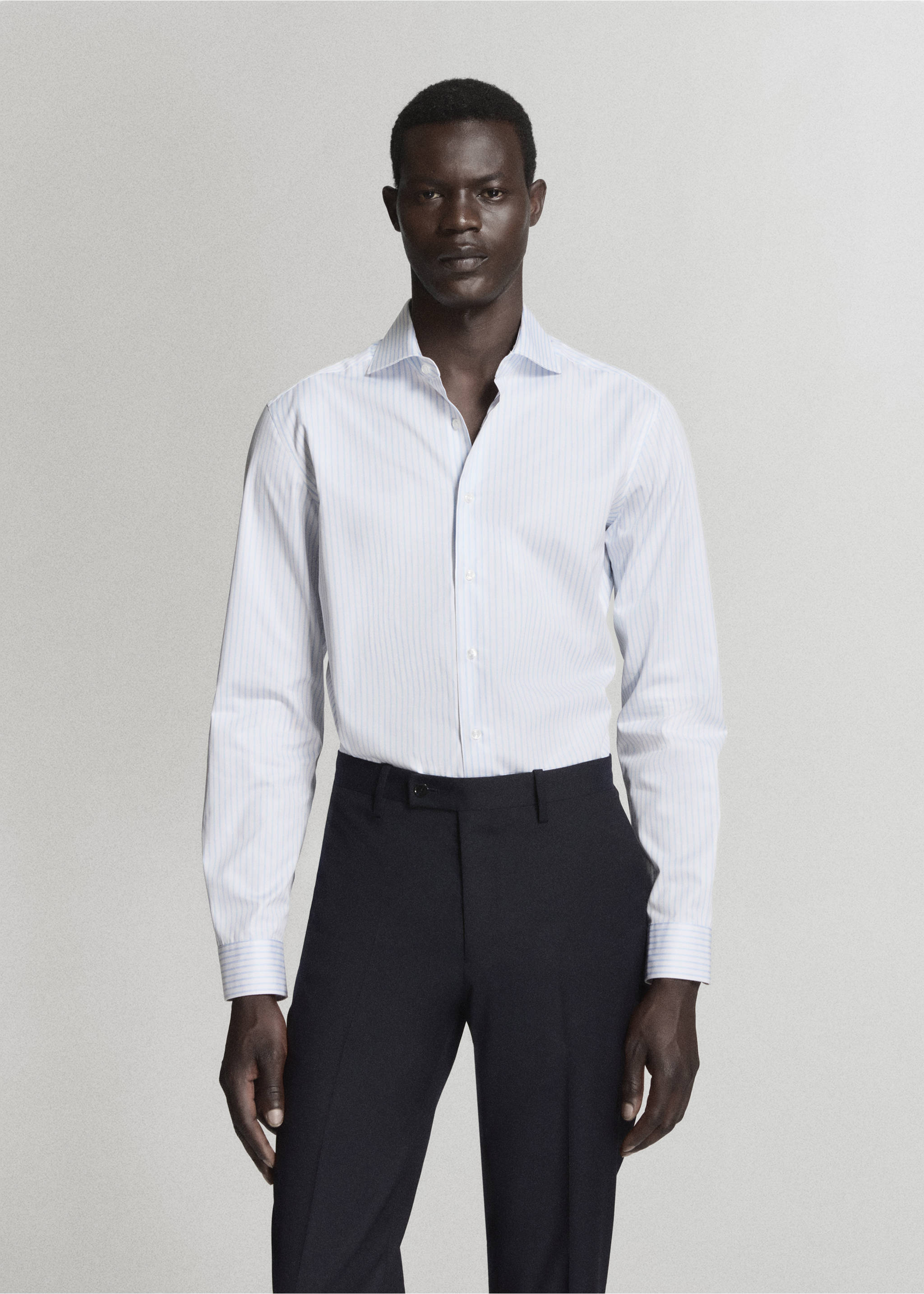 Camisa 100% cotó ratlles - Pla mig, Blanc. Ref: 37021408-00.