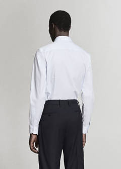 Slim fit 100% cotton striped formal shirt — White 3