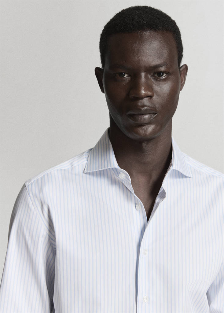Slim fit 100% cotton striped formal shirt — White