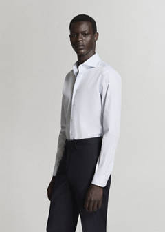 Slim fit 100% cotton striped formal shirt — White 5
