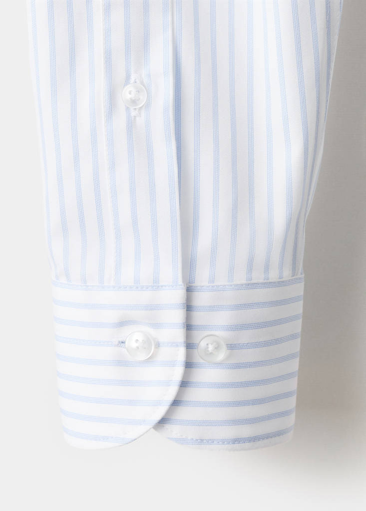Slim fit 100% cotton striped formal shirt — White