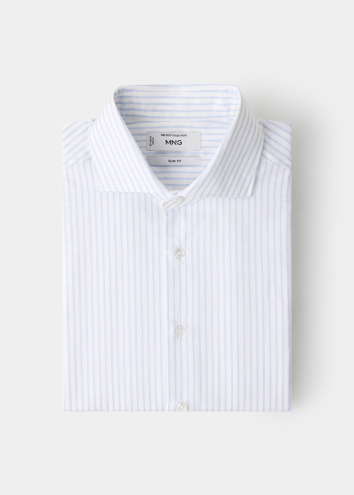 Slim fit 100% cotton striped formal shirt — White