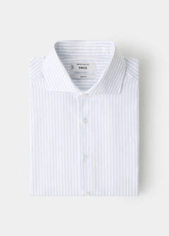 Slim fit 100% cotton striped formal shirt — White 8