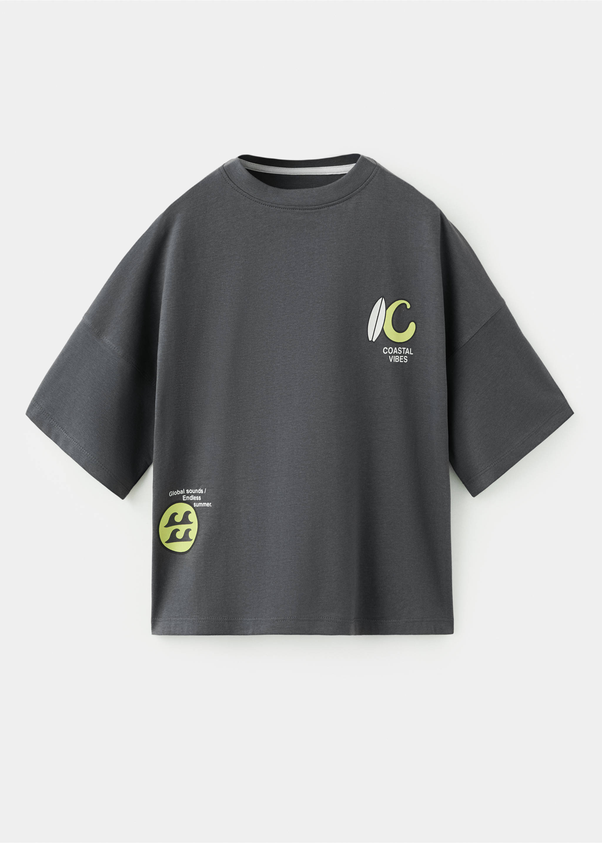 Printed cotton-blend t-shirt - Article without model, Charcoal. Ref: 37021411-00.