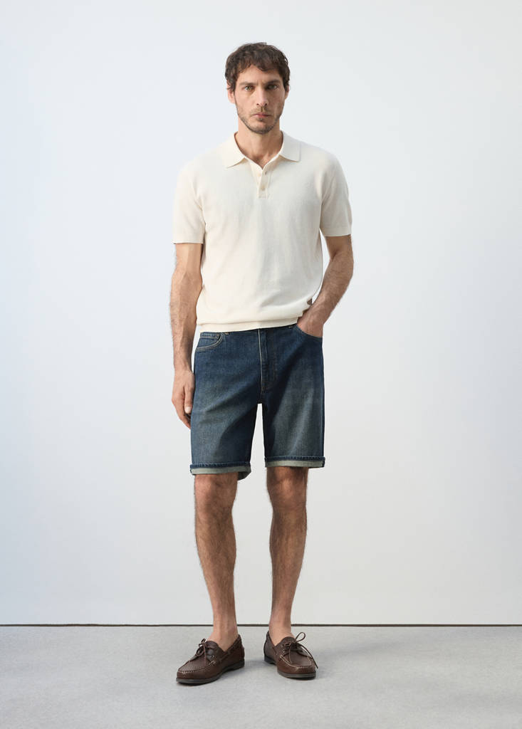 Slim-fit denim bermuda shorts — Dark Blue