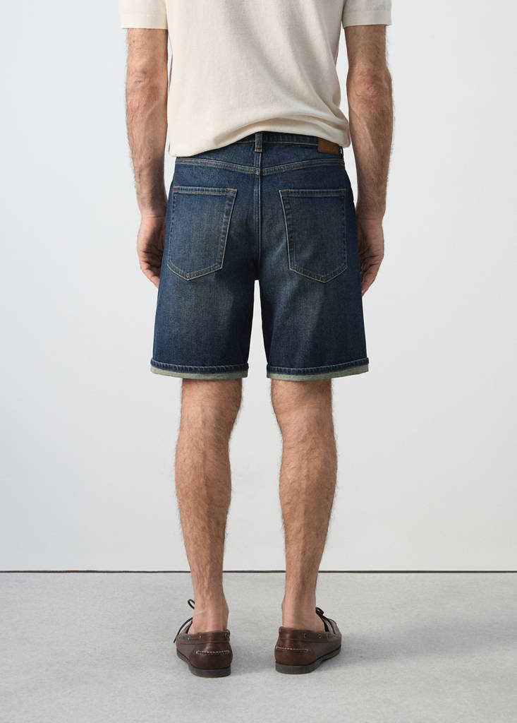 Slim-fit denim bermuda shorts — Dark Blue