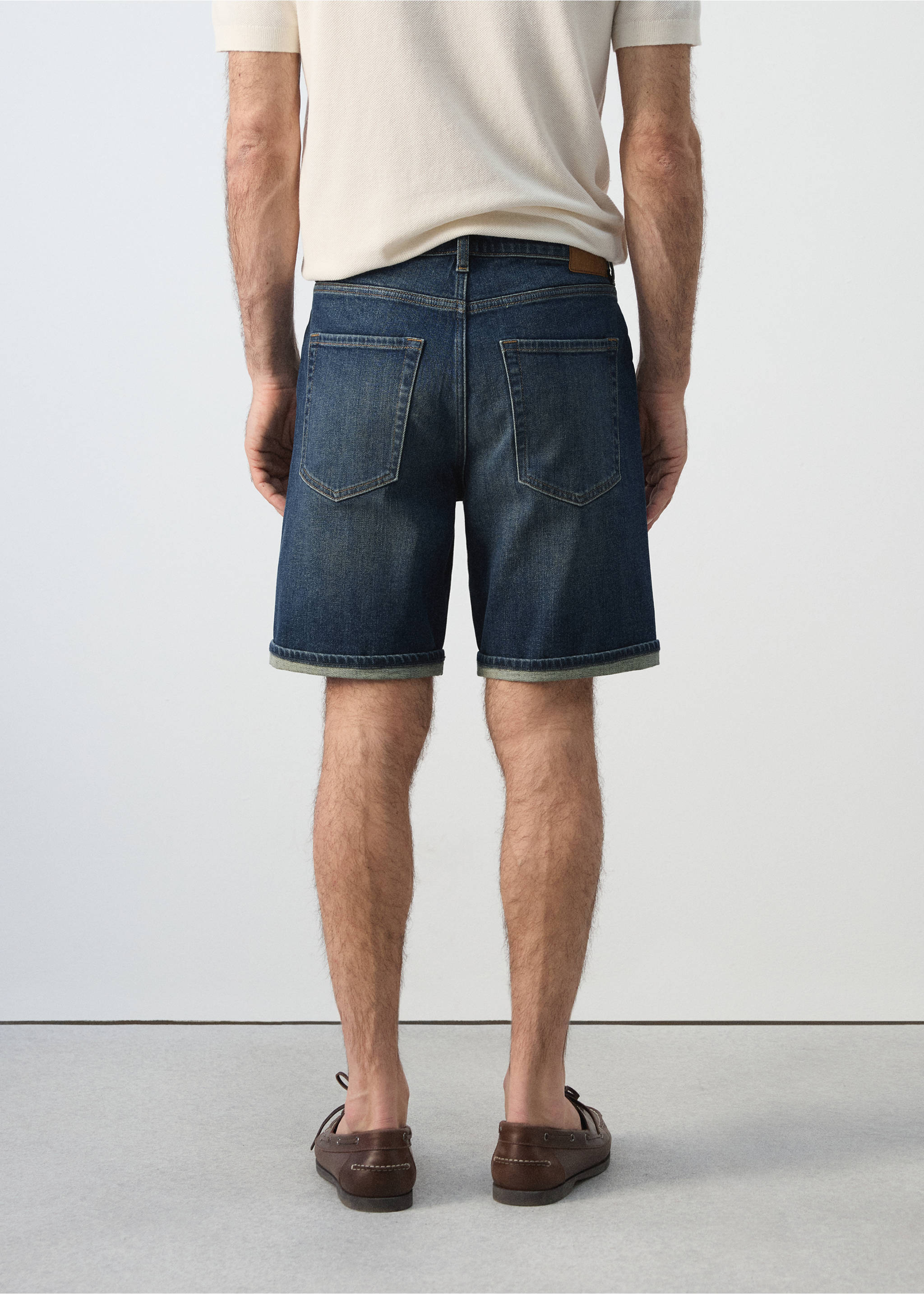 Bermuda en jean slim fit - Verso de l’article, Bleu foncé. Ref: 37021413-00.