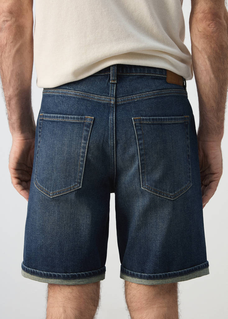 Slim-fit denim bermuda shorts — Dark Blue