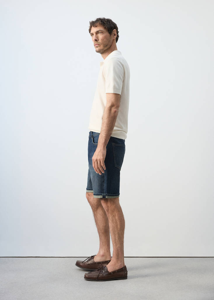 Slim-fit denim bermuda shorts — Dark Blue