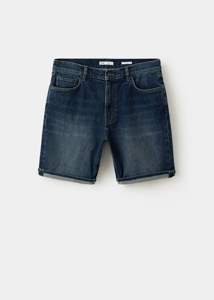 Slim-fit denim bermuda shorts — Dark Blue
