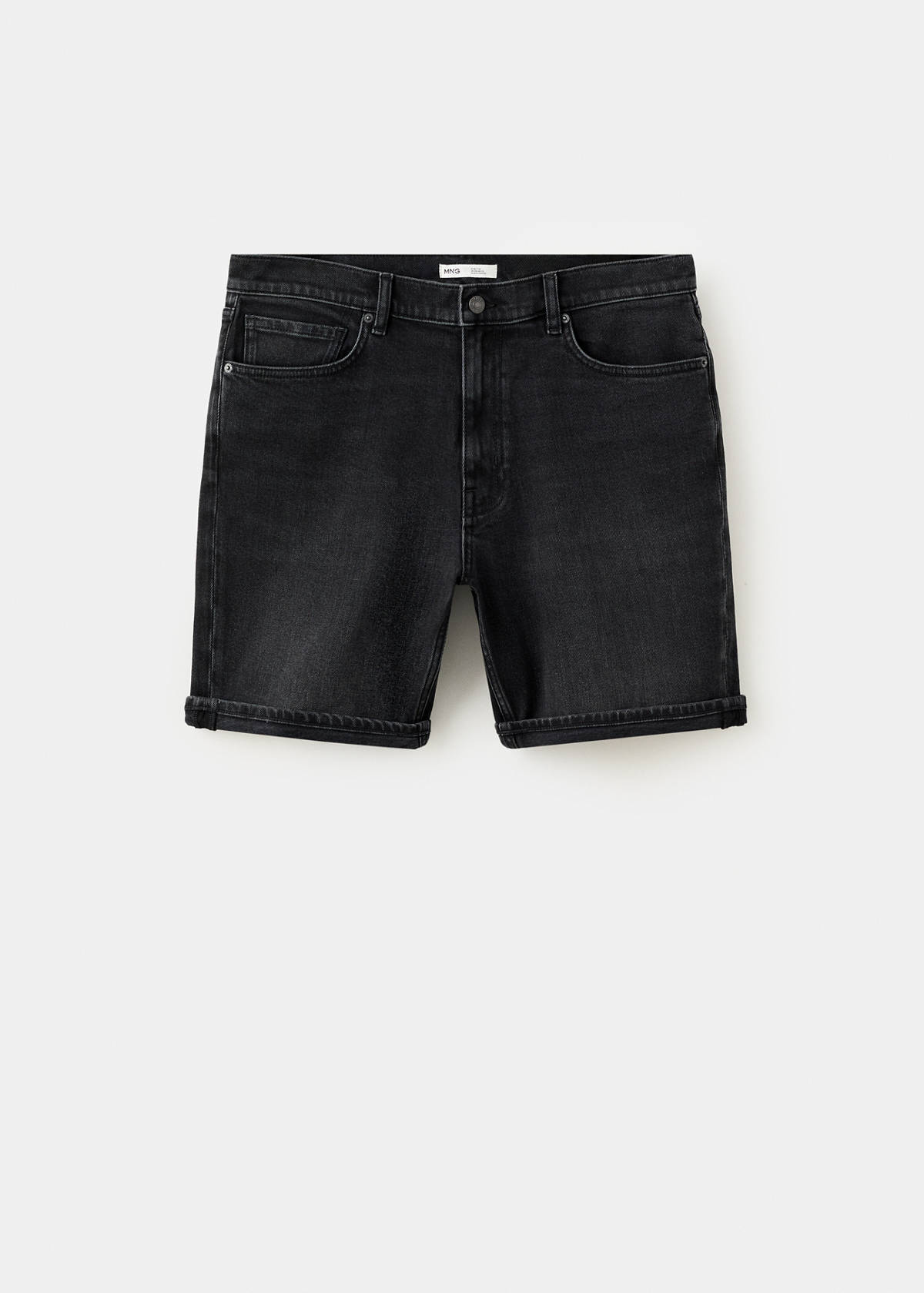 Slim-fit denim bermuda shorts — Black denim