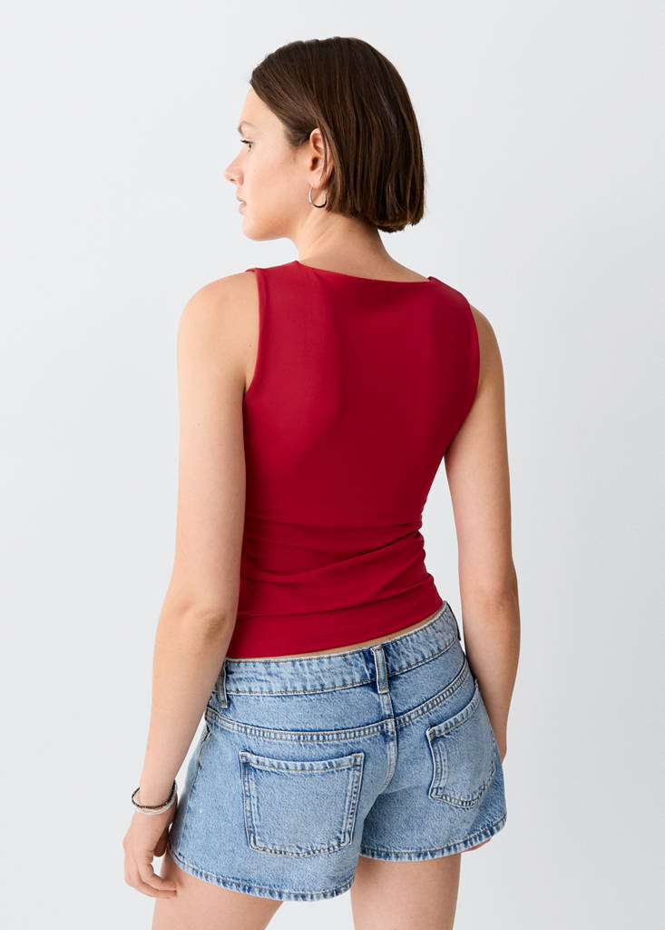 Square-neck strappy top — Red