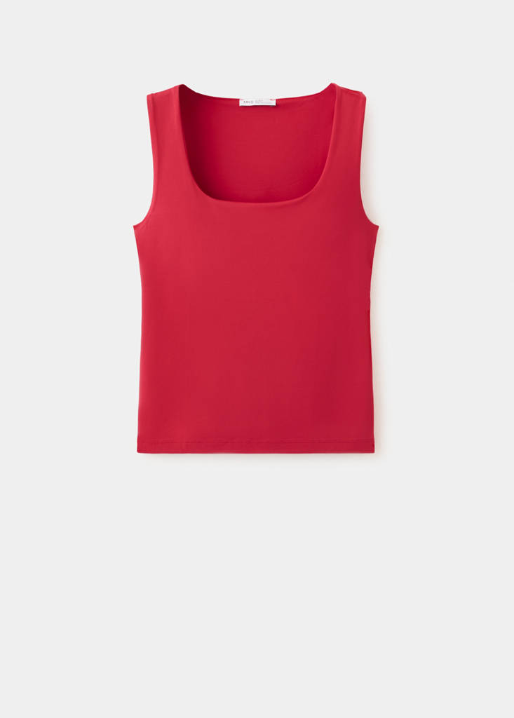 Square-neck strappy top — Red