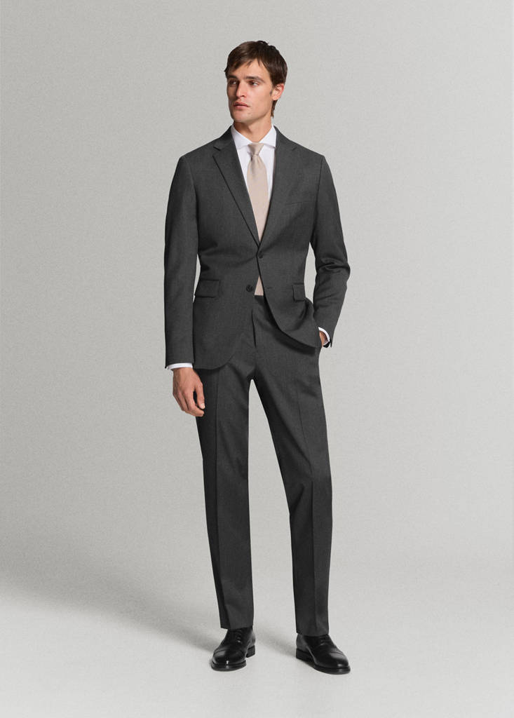 Turin 100% virgin wool suit jacket — Grey