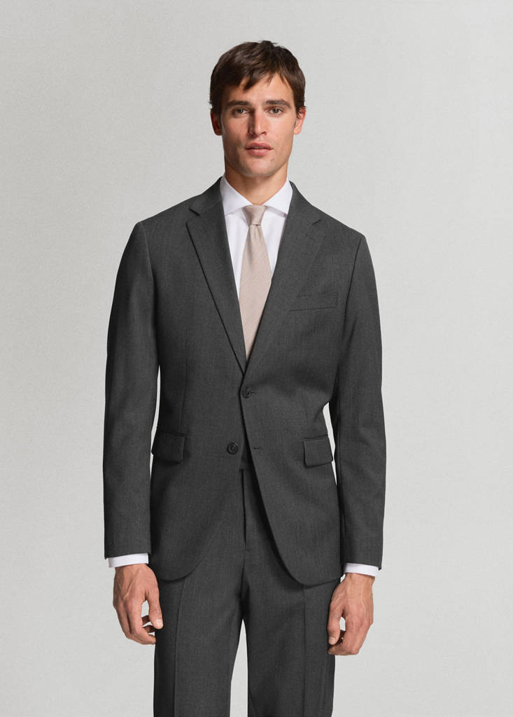Turin 100% virgin wool suit jacket — Grey