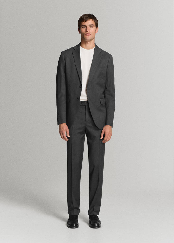 Turin 100% virgin wool suit jacket — Grey