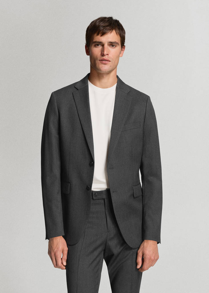 Turin 100% virgin wool suit jacket — Grey
