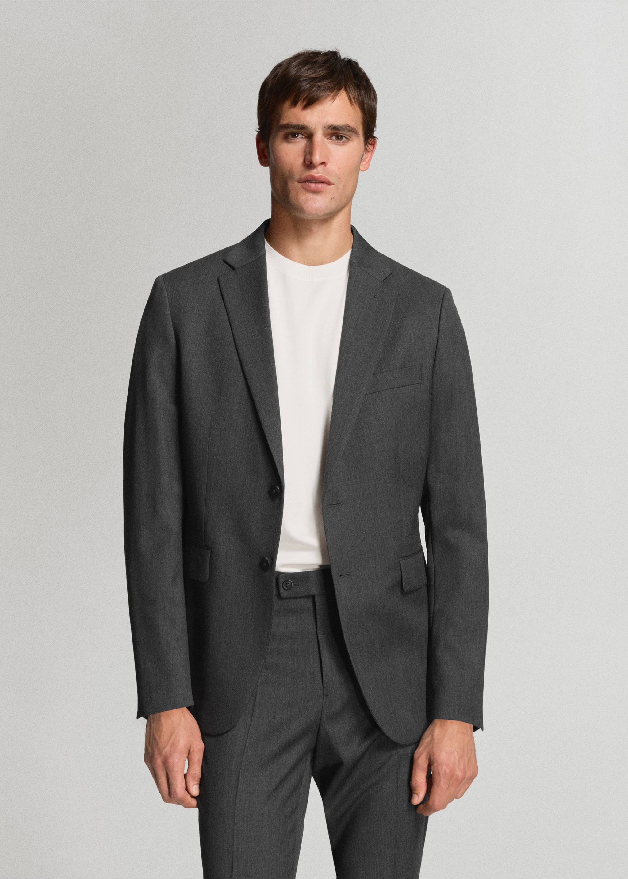 Veste costume Turín 100 % laine - Plan moyen, Gris. Ref: 37021417-01.