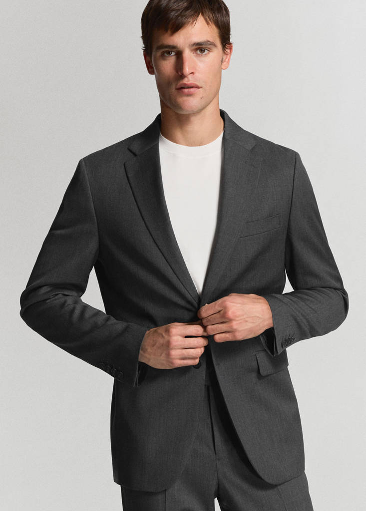 Turin 100% virgin wool suit jacket — Grey
