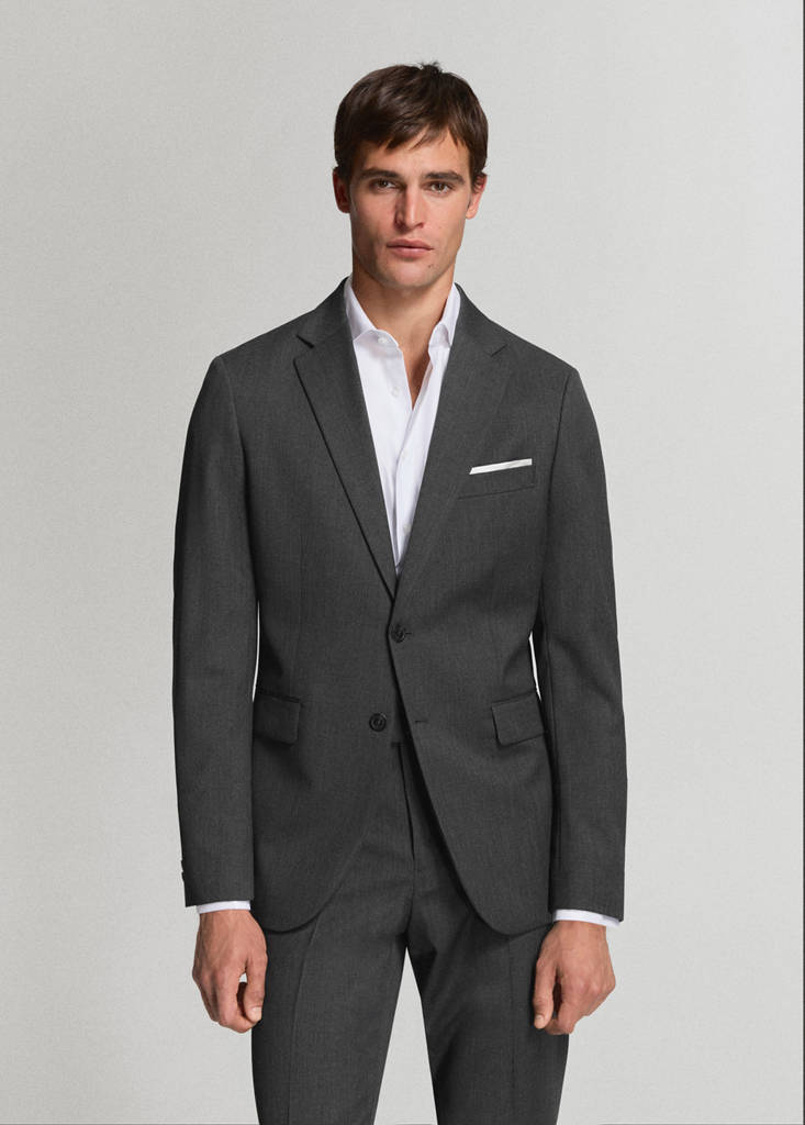 Turin 100% virgin wool suit jacket — Grey
