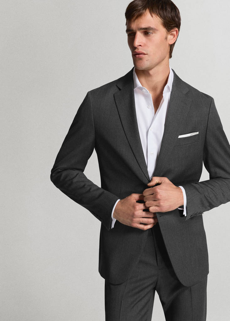 Turin 100% virgin wool suit jacket — Grey