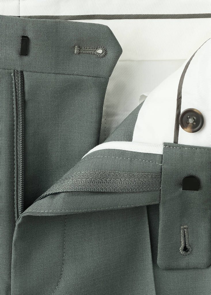 Turin 100% wool suit trousers — Green