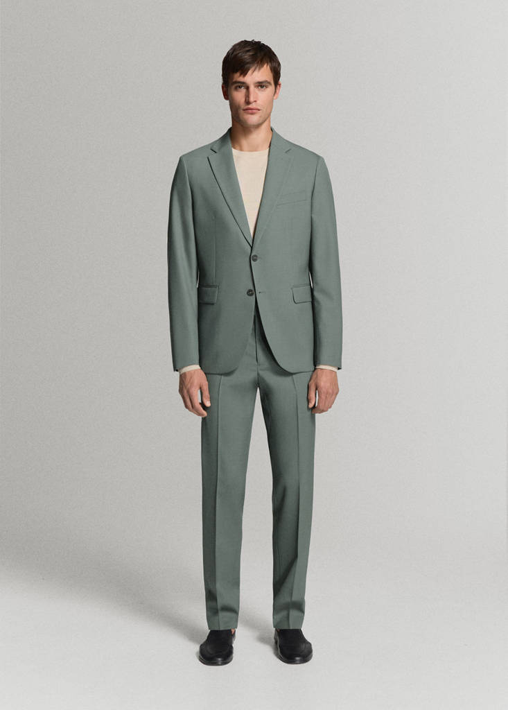 Turin 100% wool suit trousers — Green