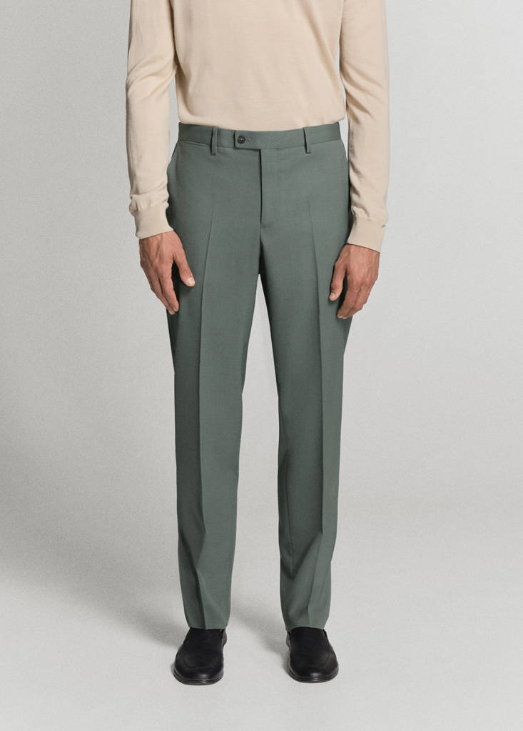 Turin 100% wool suit trousers — Green