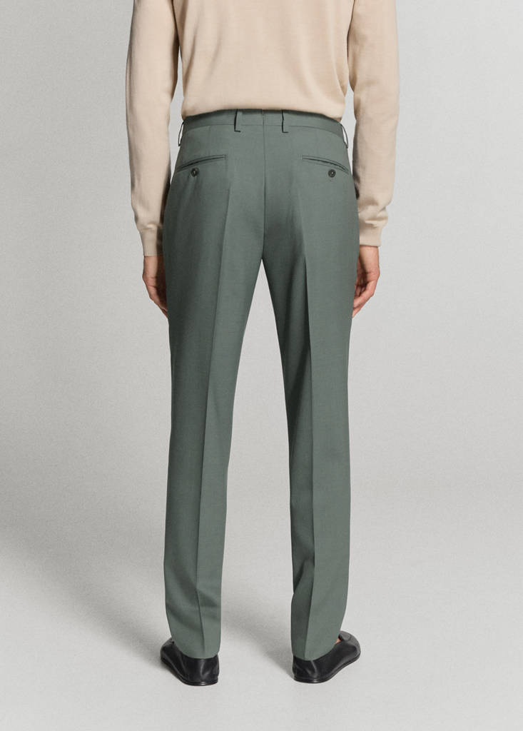 Turin 100% wool suit trousers — Green