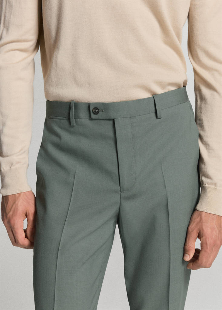 Turin 100% wool suit trousers — Green