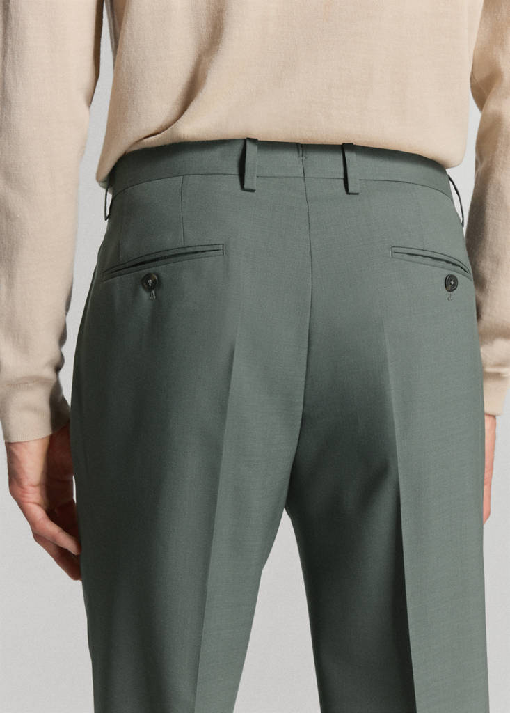 Turin 100% wool suit trousers — Green