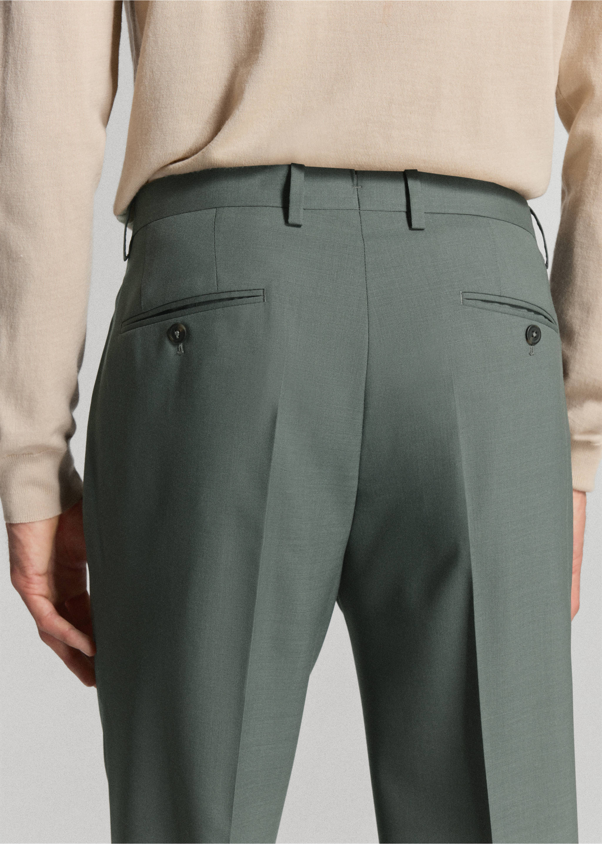 Anzughose Turin aus 100 % Wolle - Detail des Artikels 4, Grün. Ref: 37021418-01.
