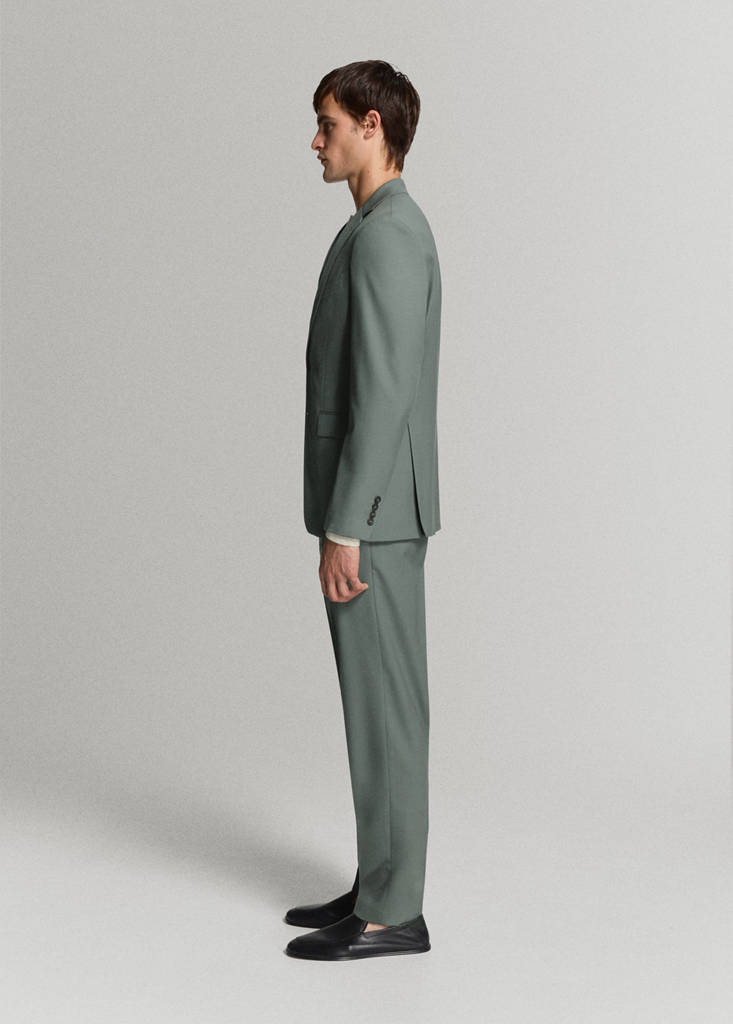 Turin 100% wool suit trousers — Green