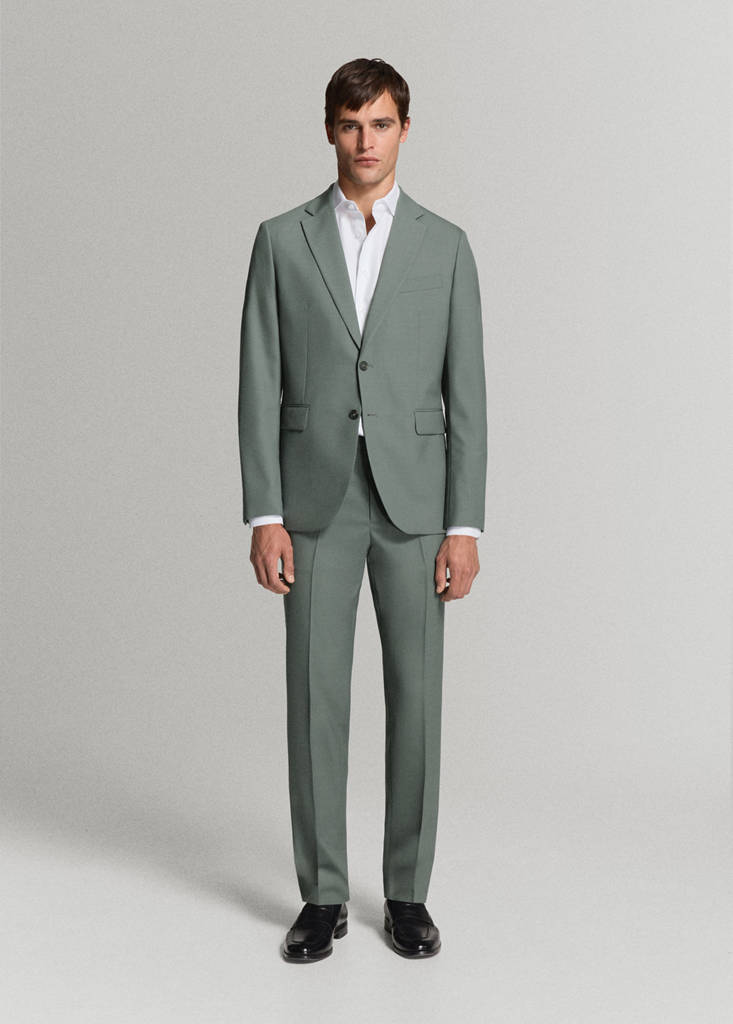 Turin 100% wool suit trousers — Green