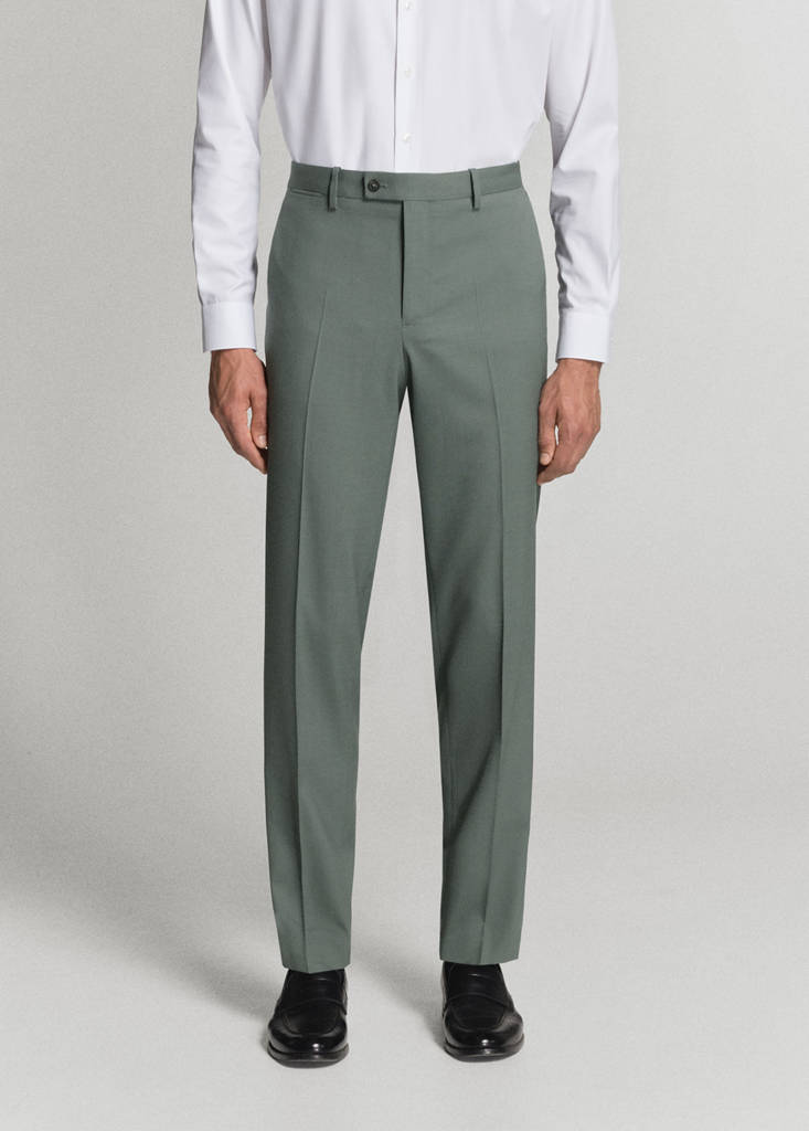 Turin 100% wool suit trousers — Green