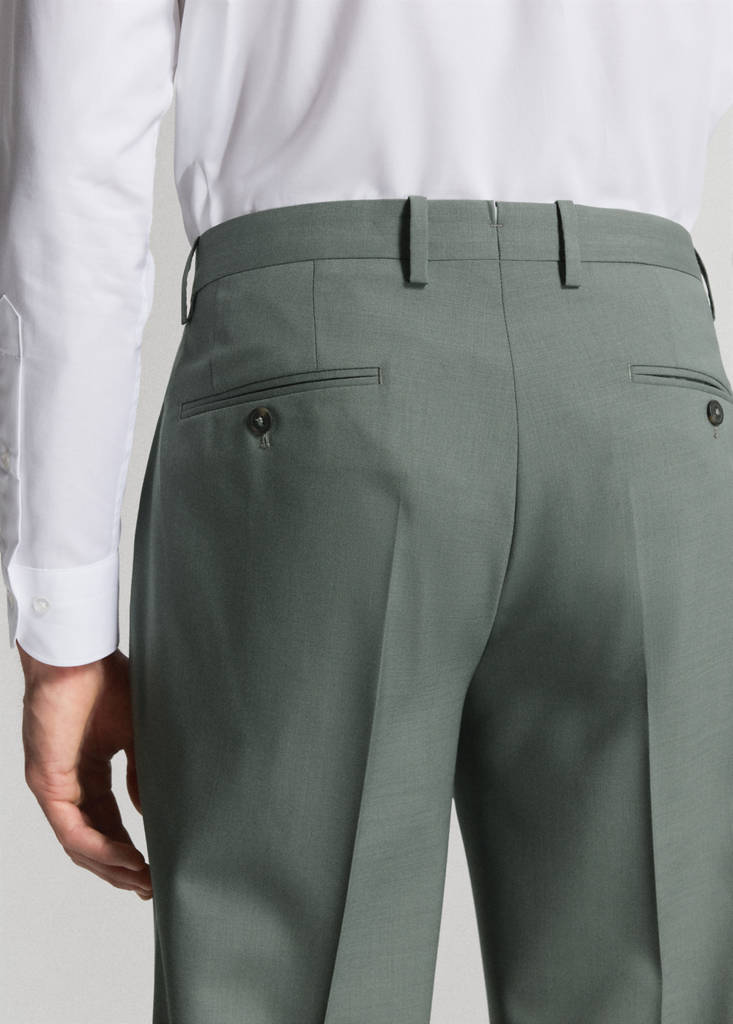 Turin 100% wool suit trousers — Green