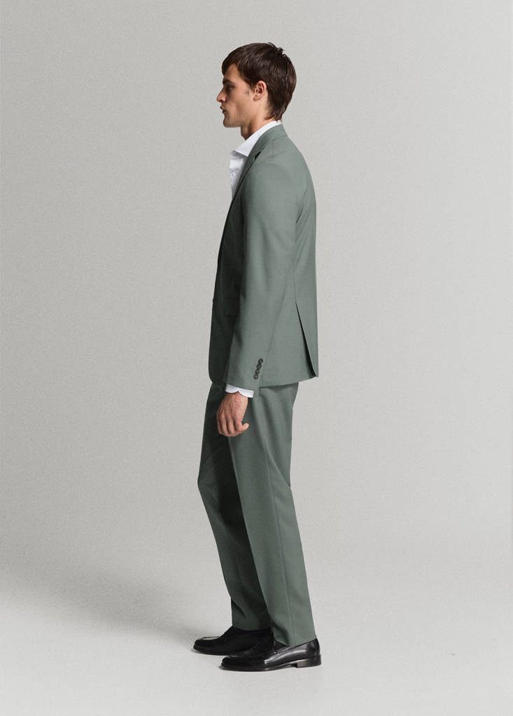 Turin 100% wool suit trousers — Green