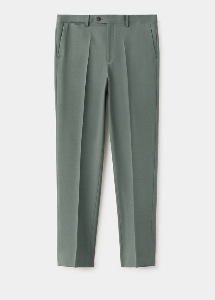 Turin 100% wool suit trousers — Green