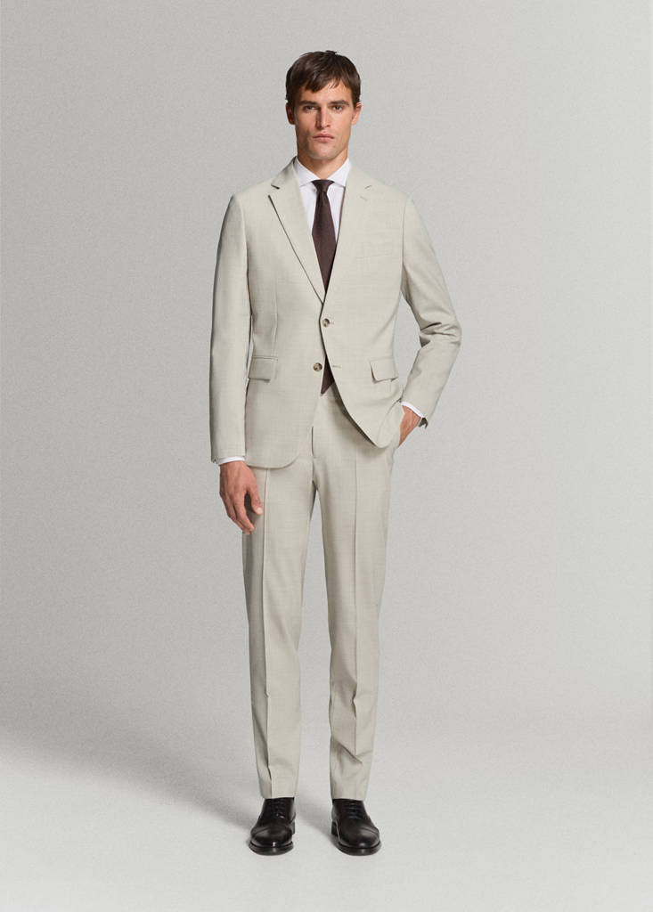 Turin 100% wool suit trousers — Beige