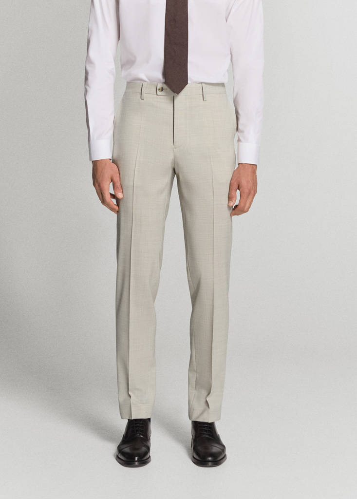 Turin 100% wool suit trousers — Beige